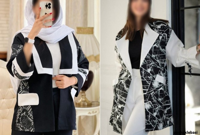 مدل مانتو سفید با کمربند مشکی