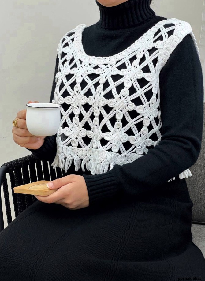 مدل تاپ بافتنی زنانه با قلاب