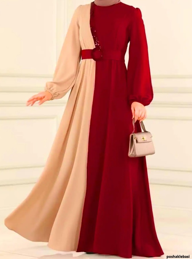 مدل لباس خانگی دو رنگ