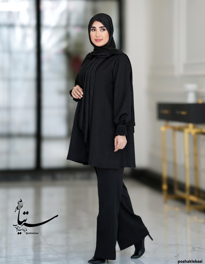 مدل لباس تونیک مشکی دخترانه