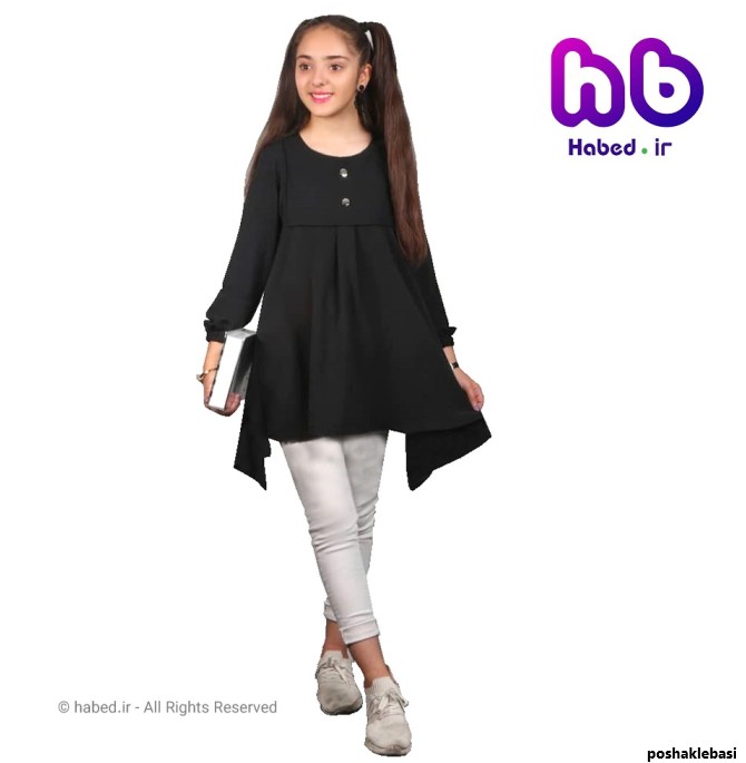 مدل لباس تونیک مشکی دخترانه