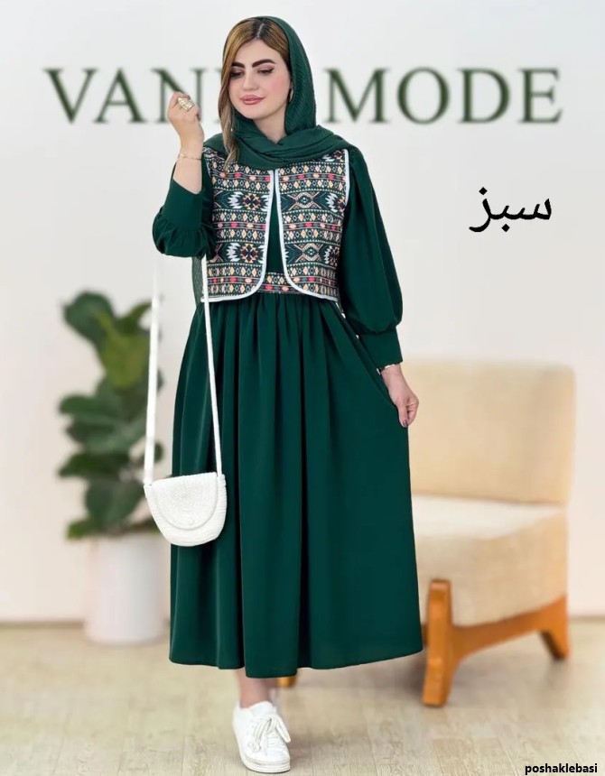 مدل پیراهن بلند جلیقه دار
