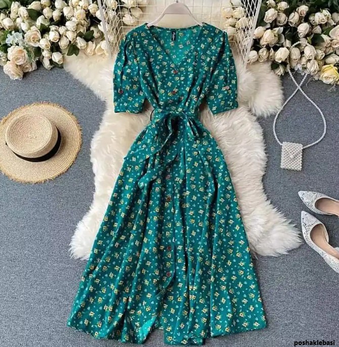 مدل لباس دخترانه با پارچه خال خالی