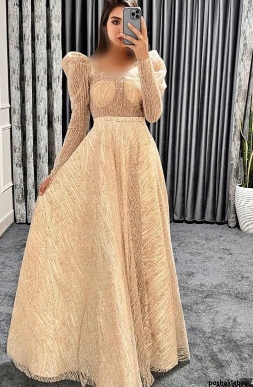 مدل لباس بلند با پارچه ژاکارد