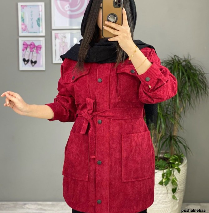 مدل مانتو دخترانه پارچه مخمل کبریتی