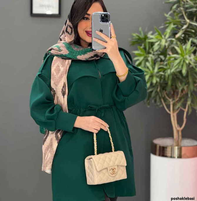 مدل مانتو زنانه رنگ یشمی