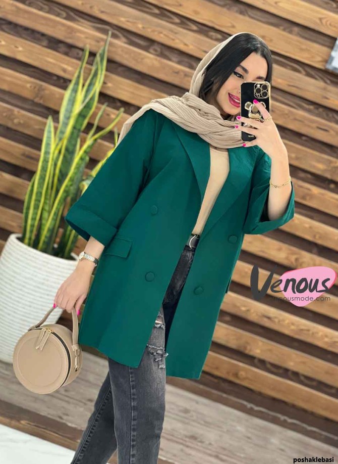مدل مانتو زنانه رنگ یشمی