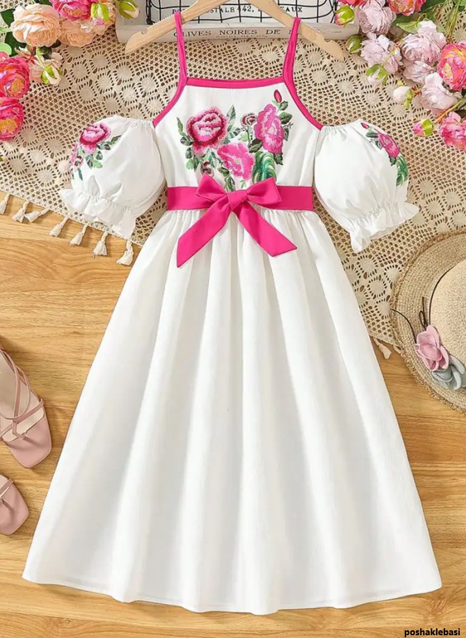 مدل لباس سفید دخترانه بچه گانه