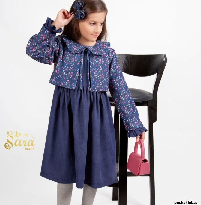 مدل لباس دخترانه با پارچه مخمل گلدار