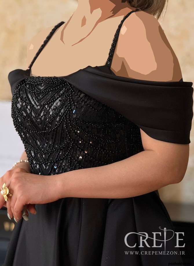 مدل پیراهن مجلسی ساتن مشکی