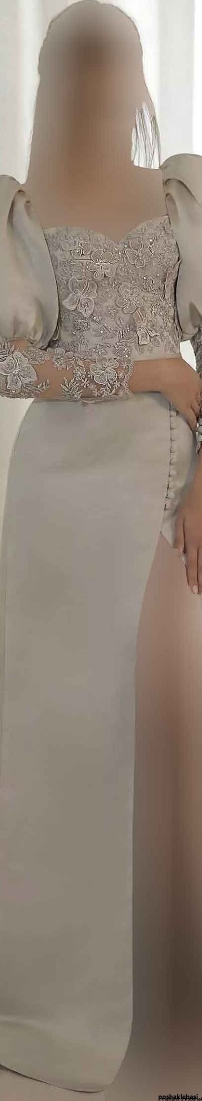 مدل لباس مجلسی گیپور یقه گرد
