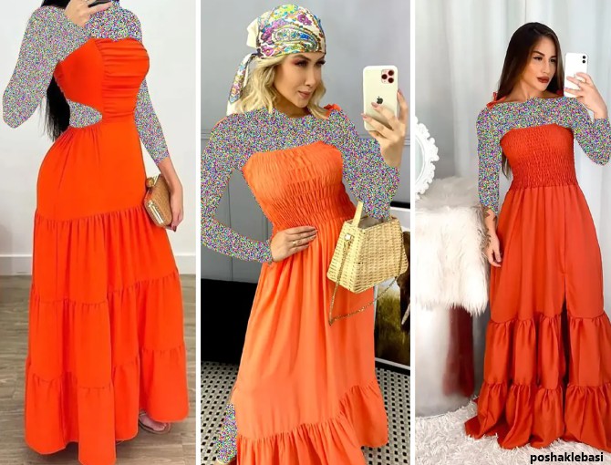 مدل لباس شب نارنجی