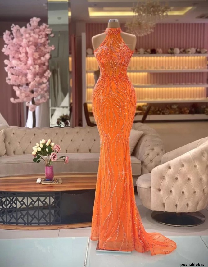 مدل لباس شب نارنجی