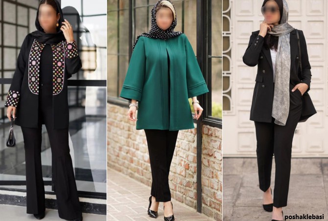 مدل شلوار پارچه ای زنانه راسته با مانتو
