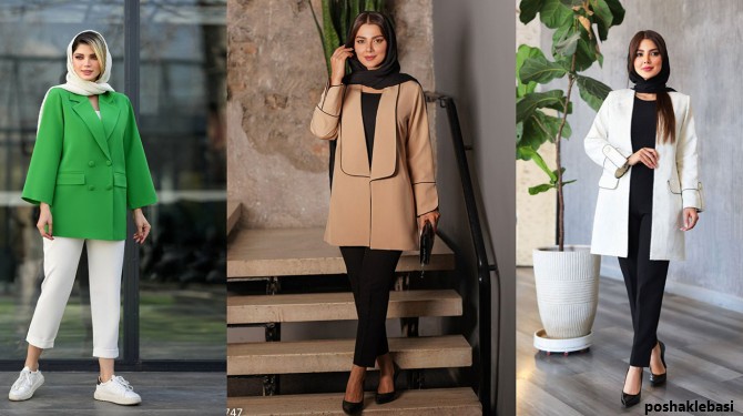 مدل شلوار پارچه ای زنانه راسته با مانتو