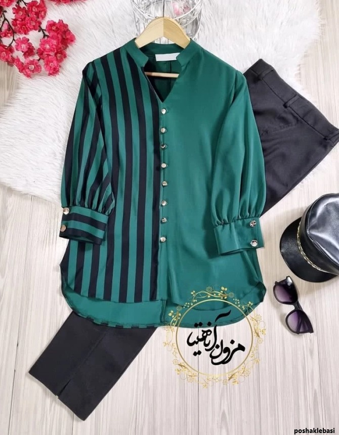مدل شومیز دخترانه بلند جلو دکمه دار