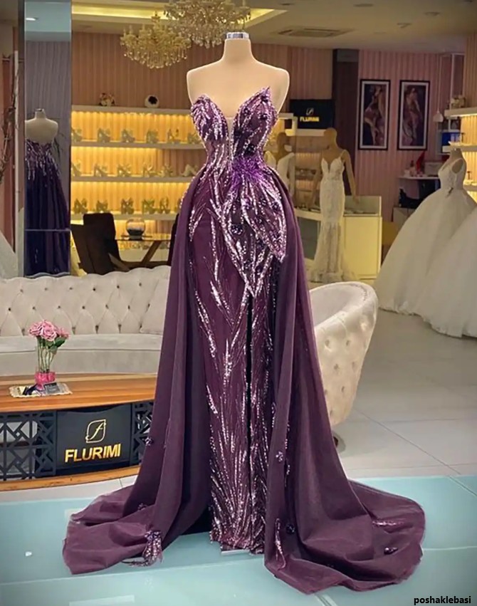 مدل لباس دکلته سبز