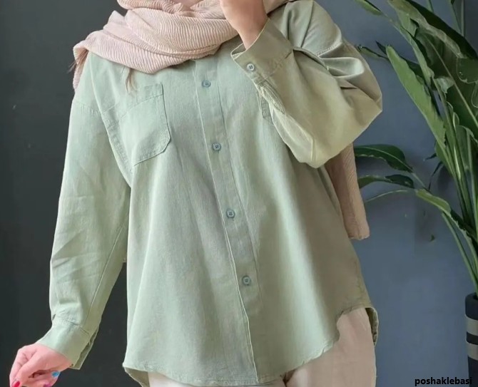 مدل شومیز دخترانه بلند جلو دکمه دار