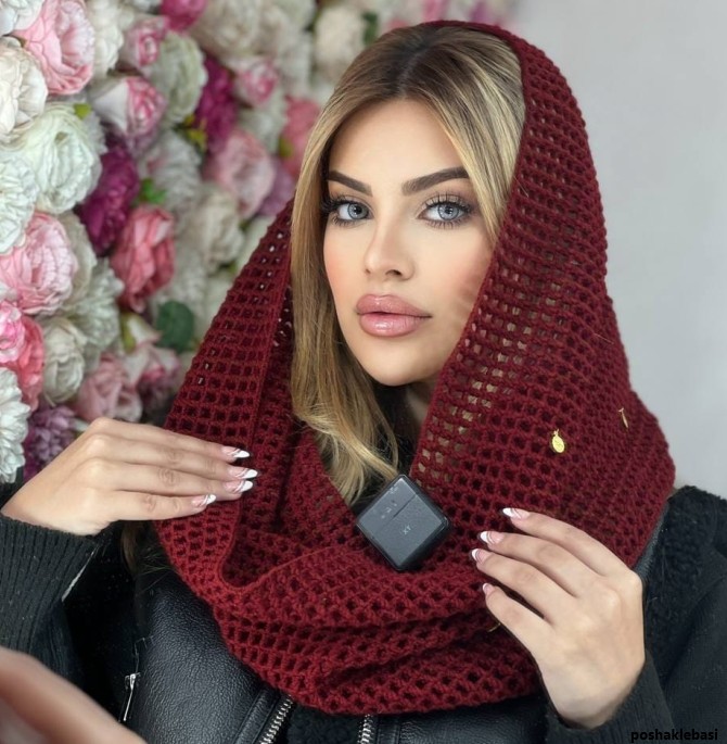 مدل شال زنانه قلاب بافی