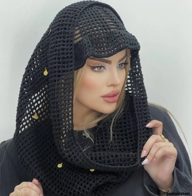 مدل شال زنانه قلاب بافی