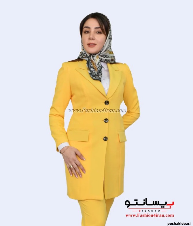 مدل کت و شلوار زنانه زرد مدل کت و شلوار زنانه زرد