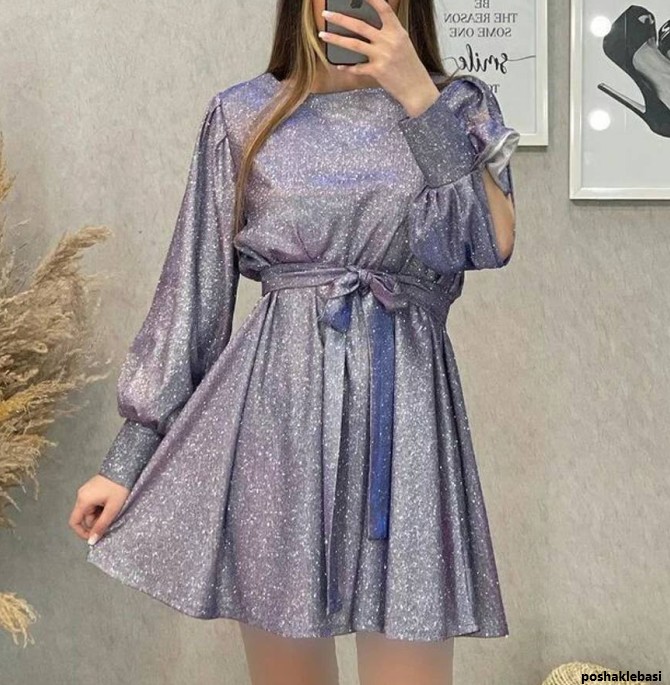 مدل پیراهن با پارچه لمه طرح دار