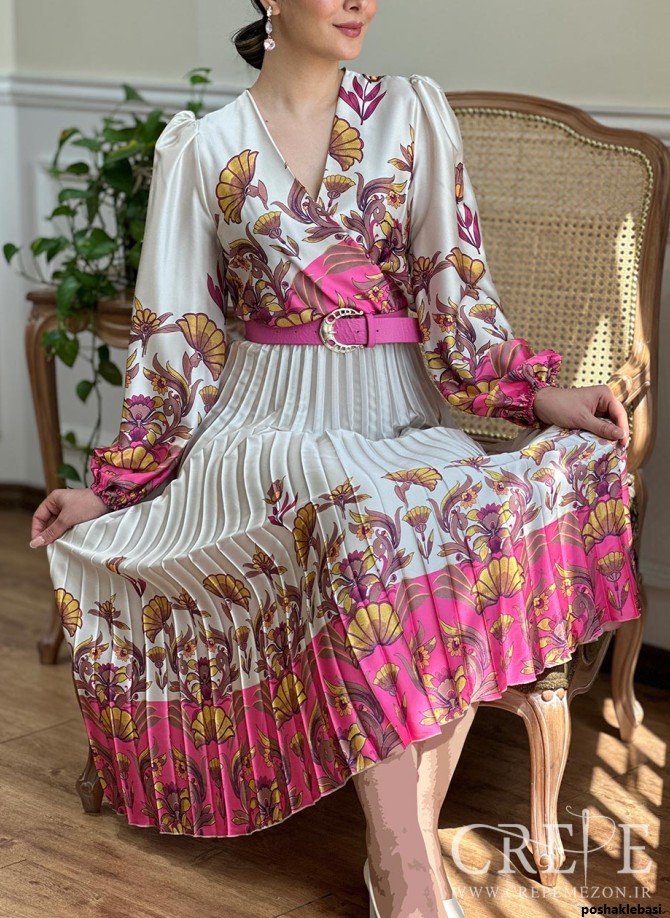 مدل لباس با پارچه ساتن پلیسه