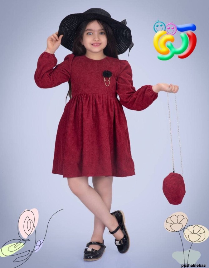 مدل سارافون بچه گانه مخمل کبریتی