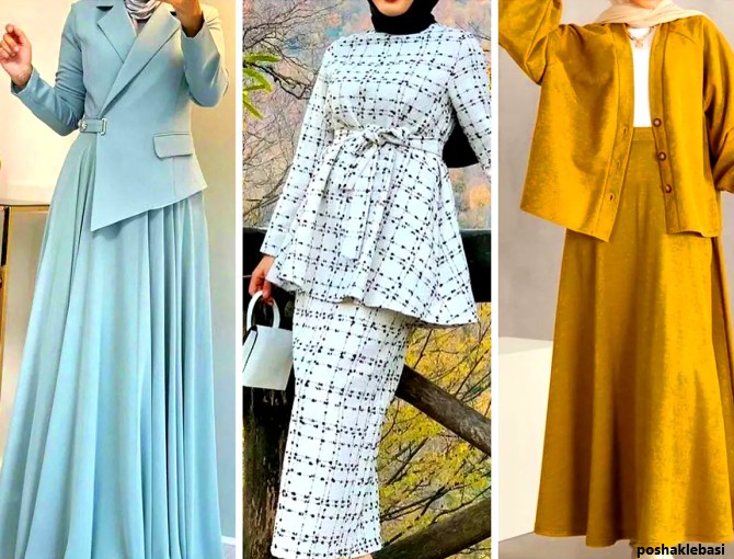 مدل کت و دامن مجلسی رنگ خردلی