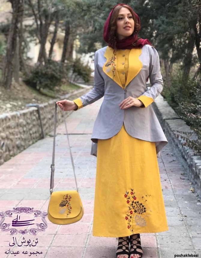 مدل کت و دامن مجلسی رنگ خردلی