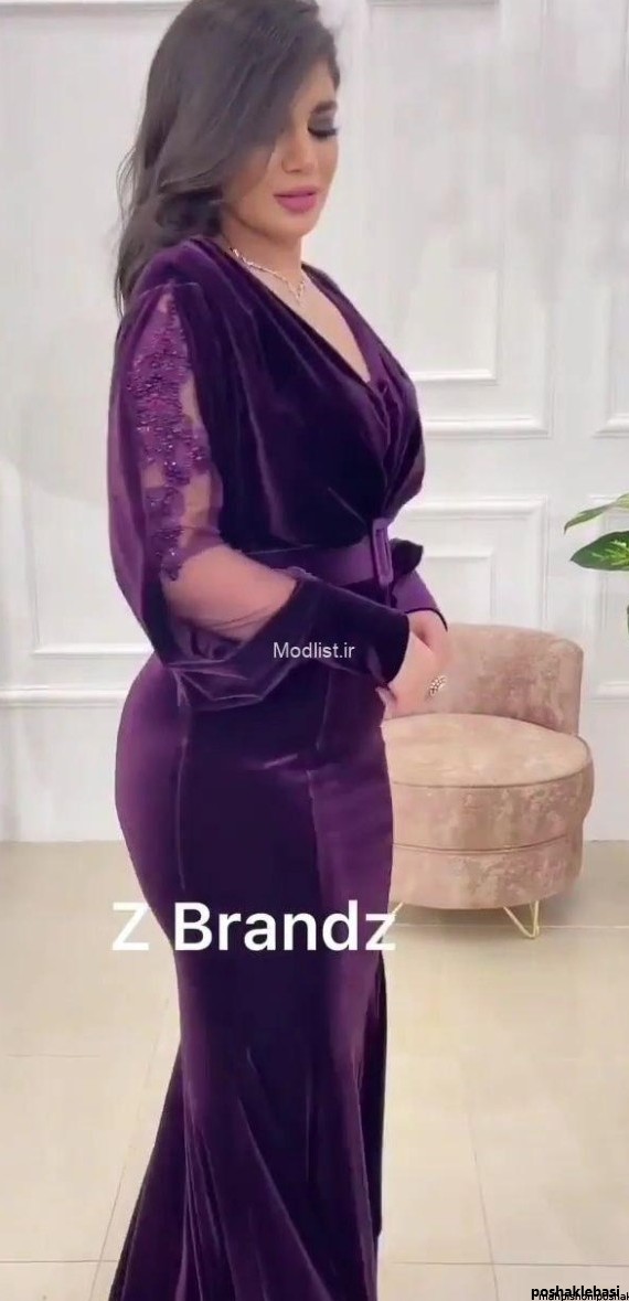 مدل لباس زنانه بنفش رنگ