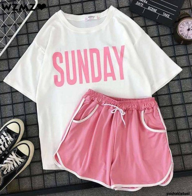 مدل تیشرت و شلوارک زنانه مدل تیشرت و شلوارک زنانه