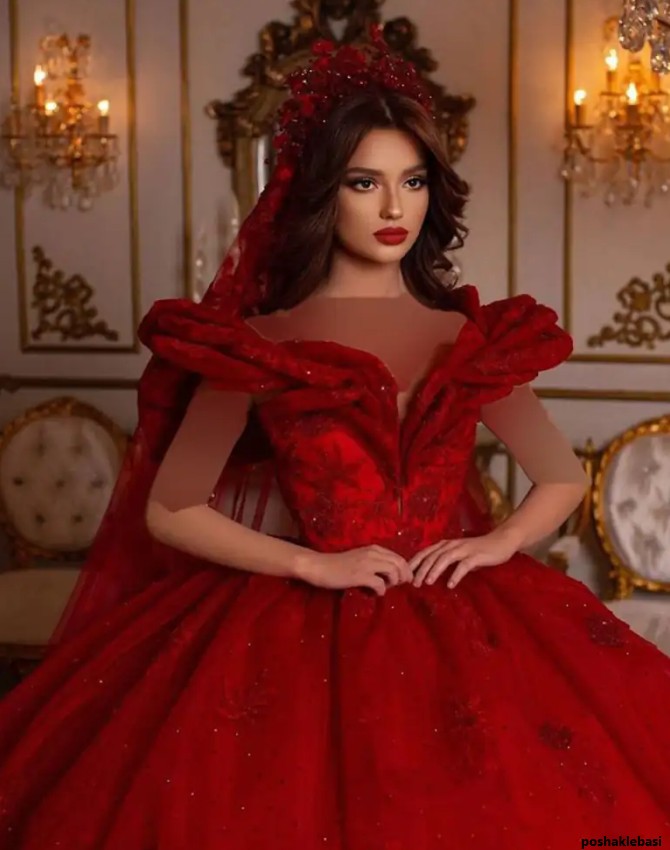 مدل لباس عروس عقد قرمز