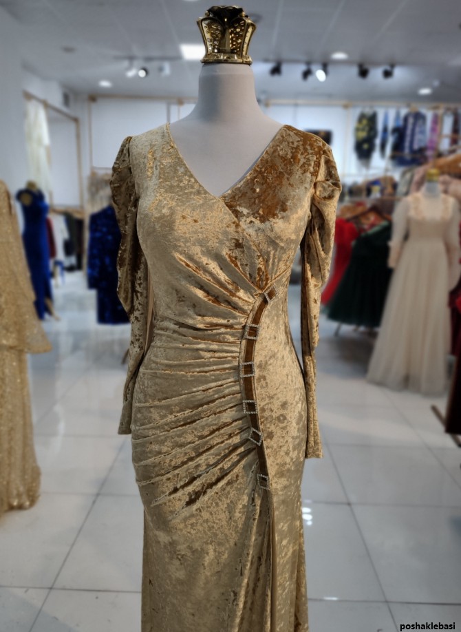 مدل لباس مخمل چین دار