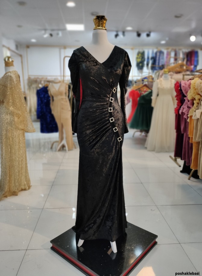 مدل لباس مخمل چین دار
