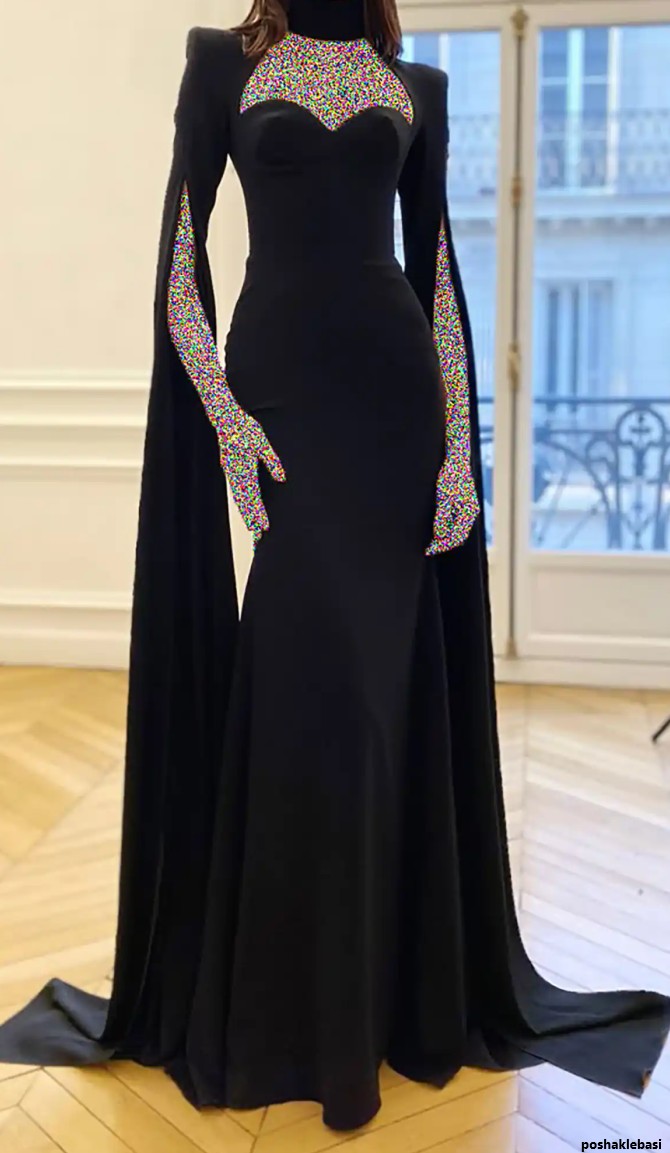 مدل لباس مجلسی یقه بسته شیک