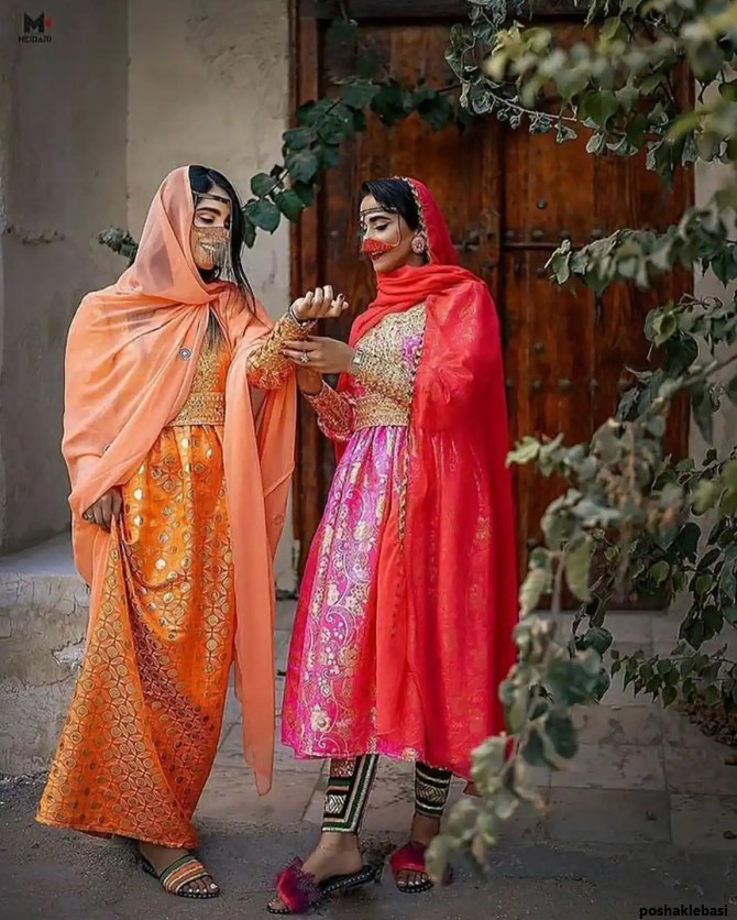 مدل لباس بندری با گلابتون و ملیله