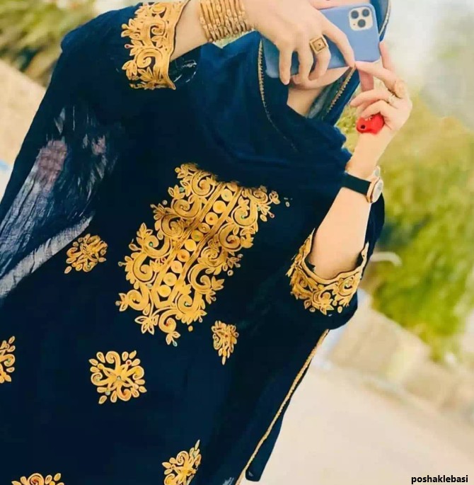 مدل لباس بندری با گلابتون و ملیله