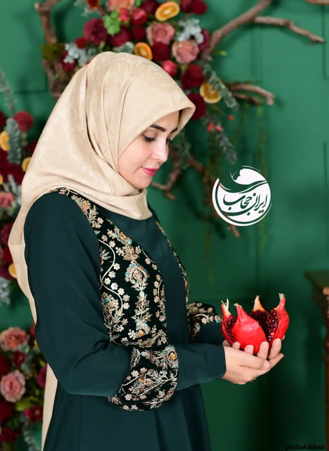 مدل پیراهن مخمل با حجاب