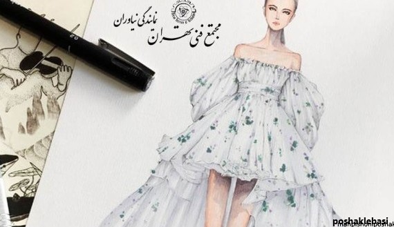 مدل طراحی لباس با مداد رنگی