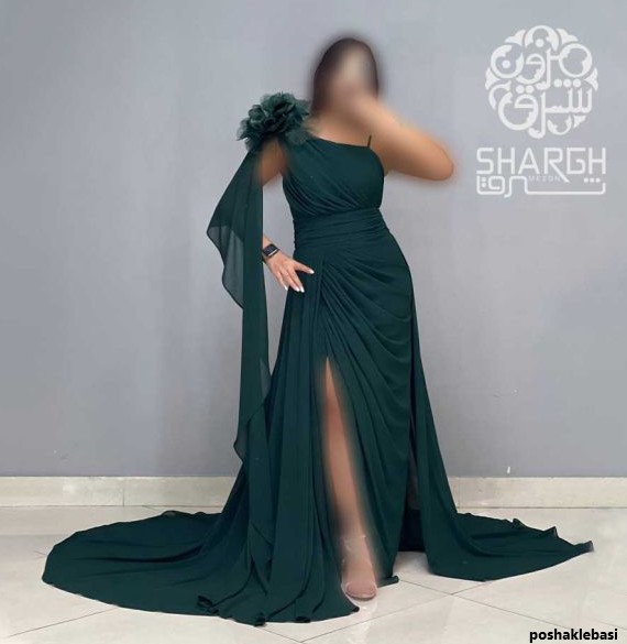 مدل لباس مجلسی دنباله دار صورتی