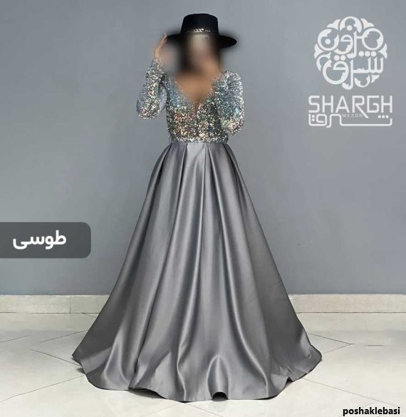 مدل لباس مجلسی پولکی با حریر