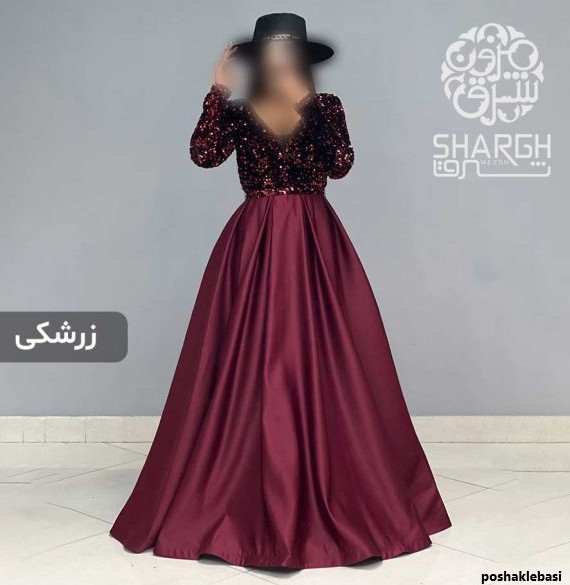 مدل لباس مجلسی پولکی با حریر