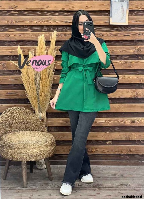 مدل مانتو سفید کمربندی