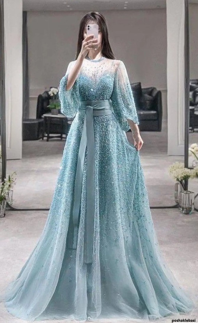 مدل پیراهن مجلسی حریر شیشه ای