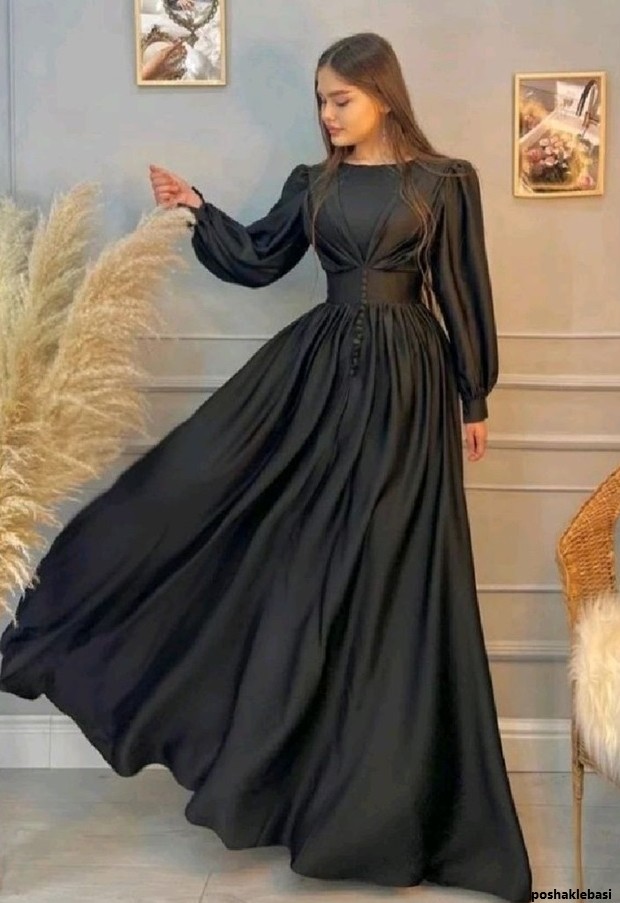 مدل لباس مجلسی یقه بسته شیک