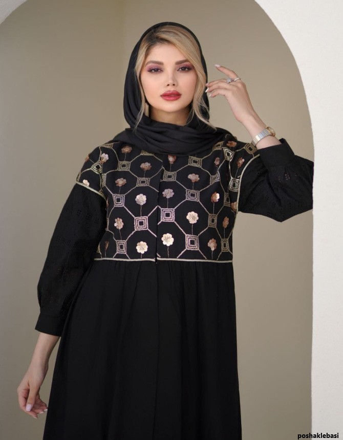 مدل لباس خامه دوزی مشکی