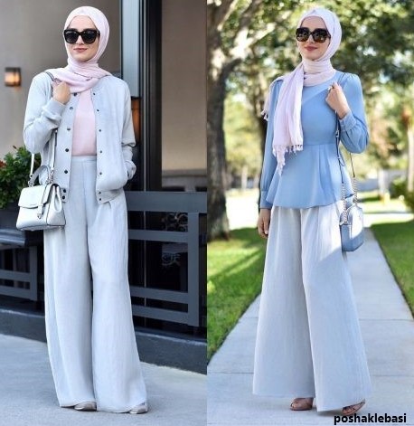 مدل شلوار پارچه ای زنانه راسته با مانتو