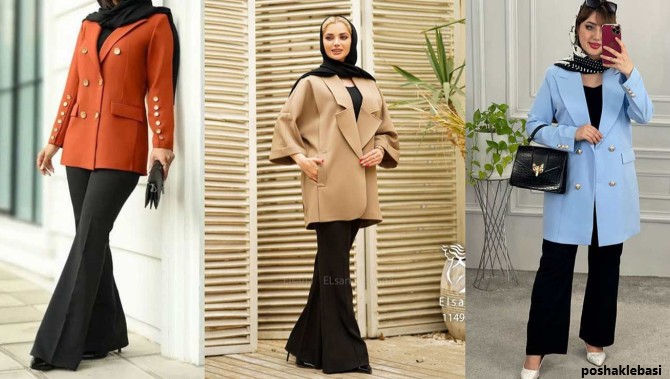 مدل شلوار پارچه ای زنانه راسته با مانتو